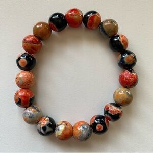 Orange Flame Agate 10mm Stretchy Bracelet